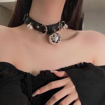 卡莱茵项链女大铃铛项圈女sm颈链配饰脖子粗项链颈链颈环锁骨链黑