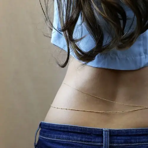 2020性感腹部沙滩 比基尼气质潮流非主流铜珠链双层