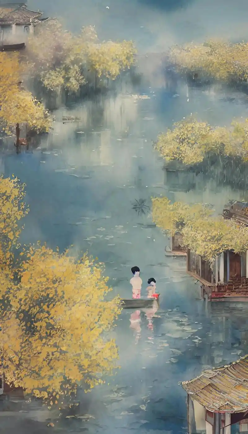 水彩画#江南水乡美如画 #水墨画 #水彩画 #手机壁纸#抖音 - 抖音