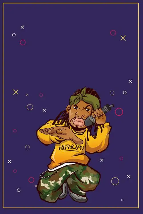 紫色创意卡通嘻哈派对音乐背景素材