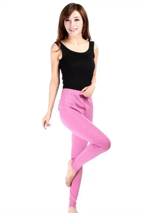 秋冬新款保暖裤 恒源祥女士羊毛裤 女修身提臀打底裤-510 粉紫