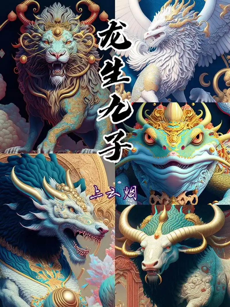 【ai绘画】龙生九子(上) 1囚牛,中国古代神话传说中的神兽,为鳞虫之长