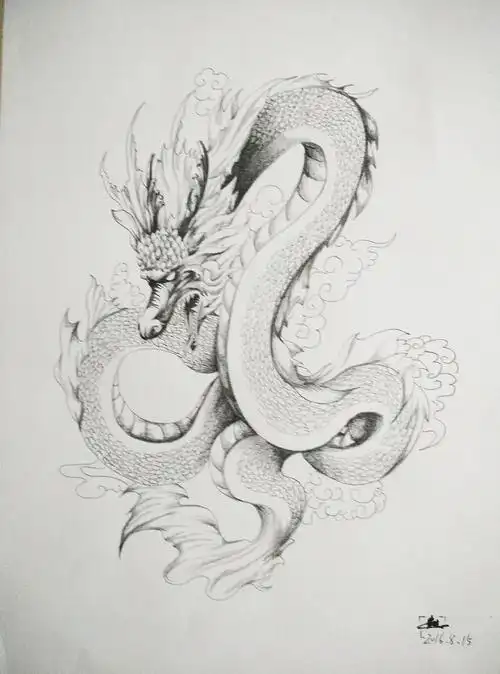 工笔素描龙图