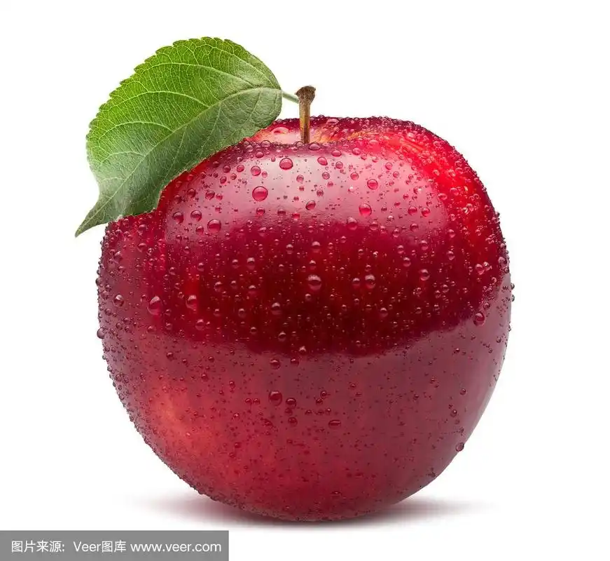 红苹果的水滴孤立在白色的背景