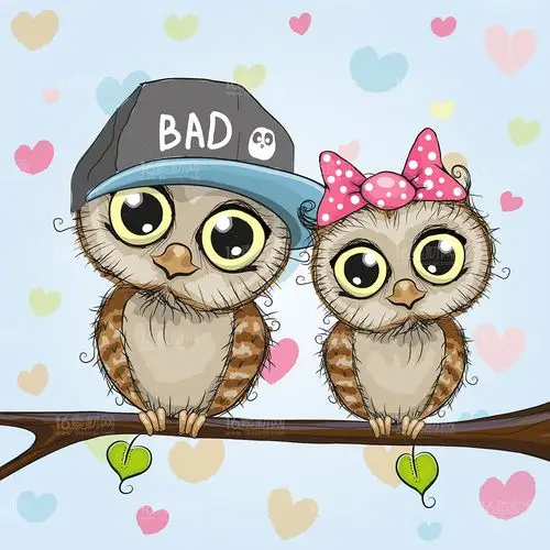 可爱的卡通动物情侣矢量素材