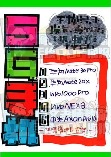 一张手绘pop海报了解5g手机产品
