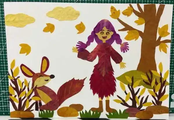 树叶贴画图片大全简单一年级 7一12岁手工树叶贴画 第3张