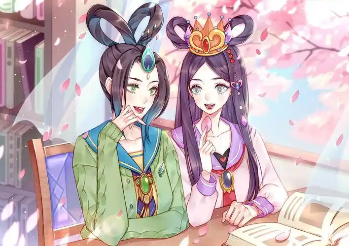 叶罗丽漫画版人物孔雀和罗丽成了同桌思思和王默穿汉服逛街