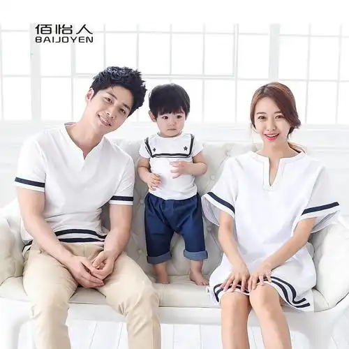 亲子装一家三口全家福洋气母子婴儿包屁衣拍照连身衣学会这几种搭配