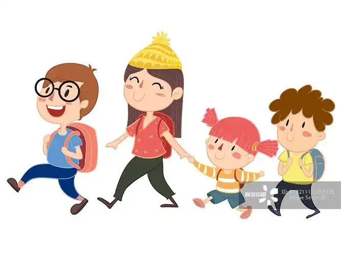 学生卡通四人插画下载