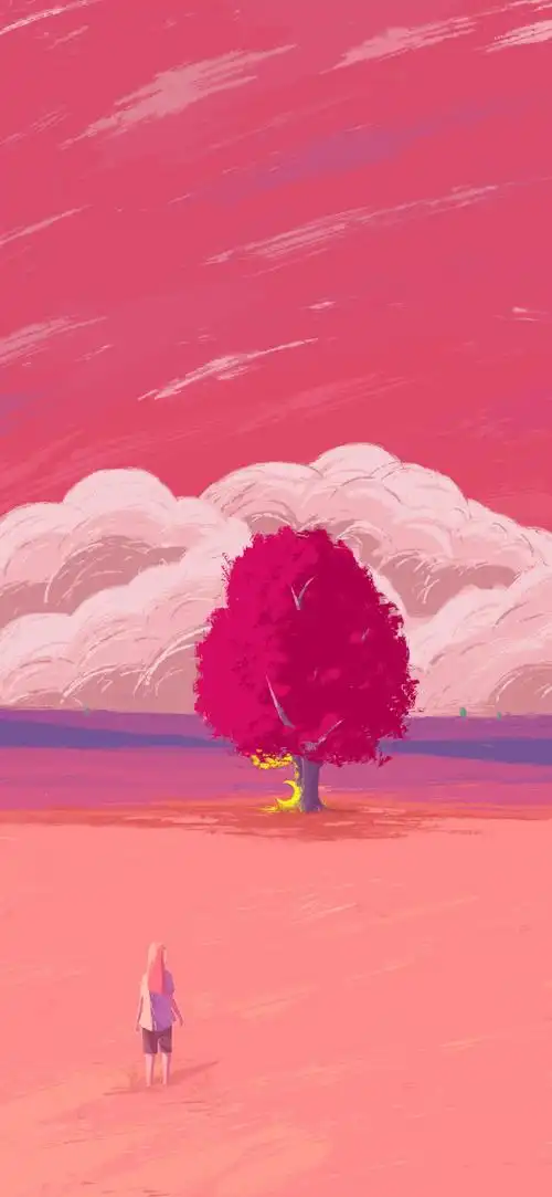 治愈系插画风格手机壁纸_手绘唯美高清壁纸_三千图片网