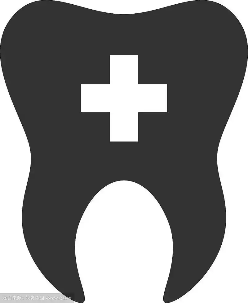 牙齿与十字图标标志的牙齿模板