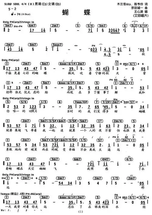 蝴蝶(编配乐谱)_简谱_搜谱网
