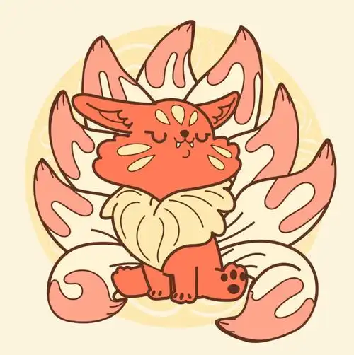 九尾狐卡通插画0