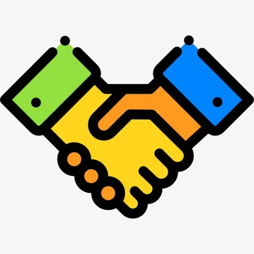 两个人讲解卡通两个人握手卡通图