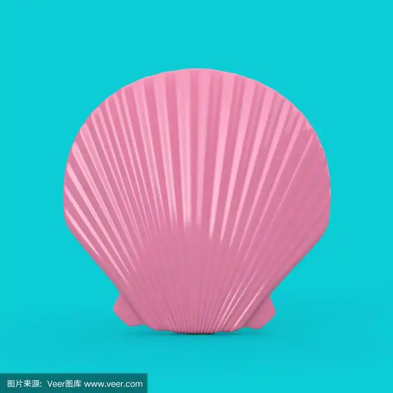 美丽的粉红色扇贝海或海洋贝壳贝壳模拟双色调.3d渲染