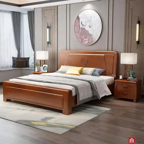 实木床新中式实木家具1.5米床榻榻米单人床双人床头1.8米橡木床