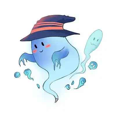 蓝色手绘卡通鬼怪鬼魂鬼万圣节元素png素材