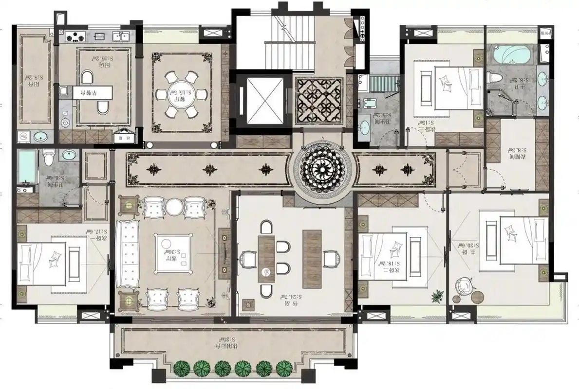 这个大平层户型绝对的哇塞!嘎嘎板正!