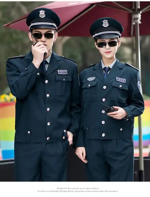 2011保安服工作服春秋套装长袖制服冬装加厚保安秋冬季服装男女藏青贡