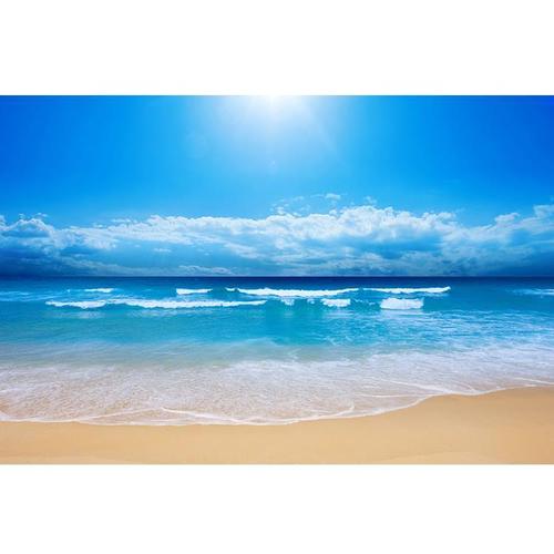 大幅大海风景图海报沙滩碧海蓝天图财源滚滚图房间客厅装饰画墙贴