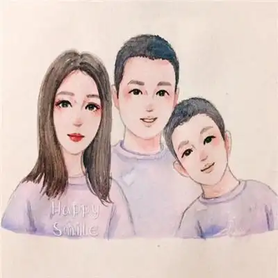 一家三口孩子和妈妈一家四口手绘头像图片