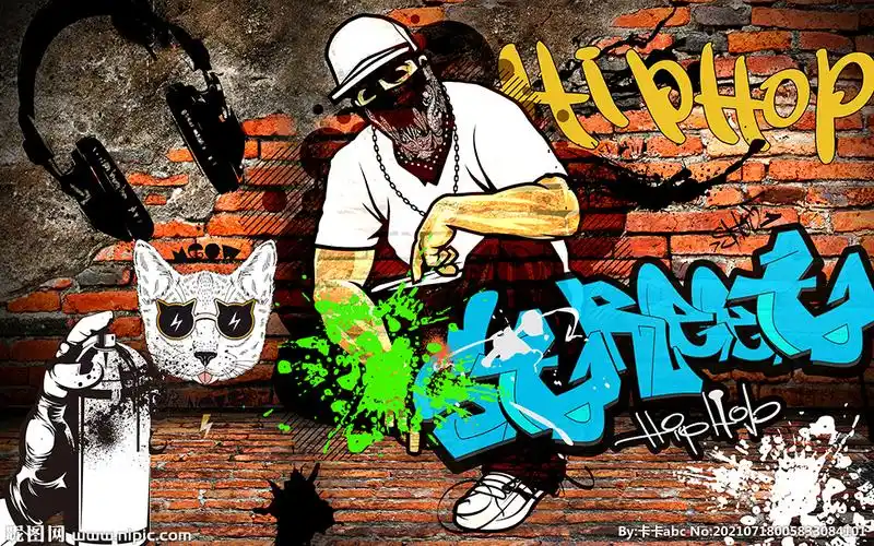 个性砖墙英文街头涂鸦工装背景墙图片