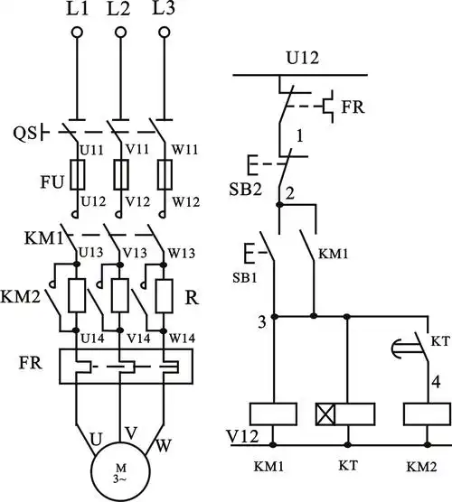 三相异步电动机定子串电阻降压启动自动控制线路实验说明