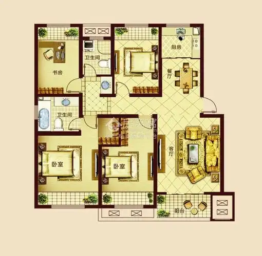 在售四室二厅二卫 125平方 房型:四室朝向:南