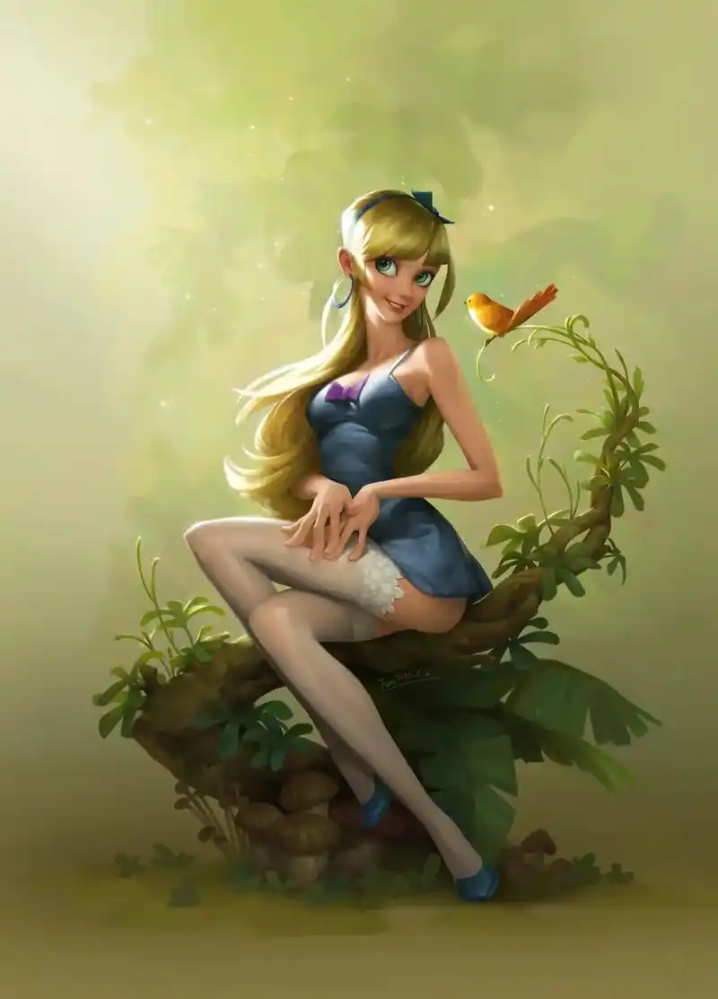 美式卡通女孩坐姿练习.以往作品#板绘 #厚涂 #ps #一起 - 抖音