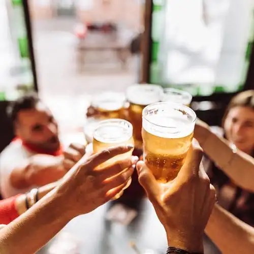 一群朋友在酒吧里祝酒图片下载