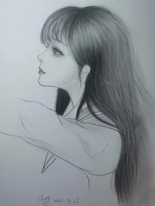 炭笔画侧脸7