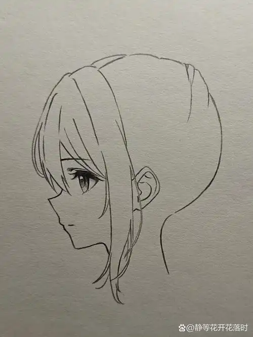 教你画侧脸,高马尾女生详细过程图