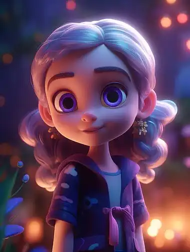 皮克斯风格漫画小女孩形象