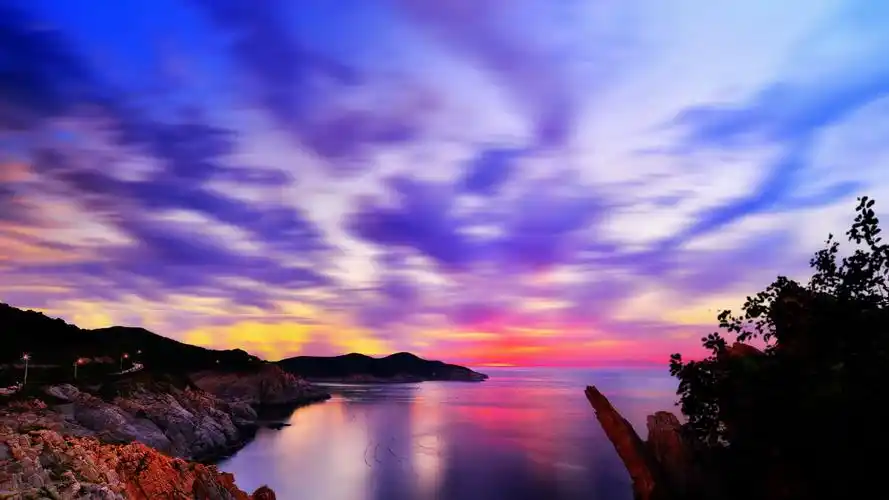 山东威海猫头山晚霞风景,高清图片,电脑桌面-壁纸族