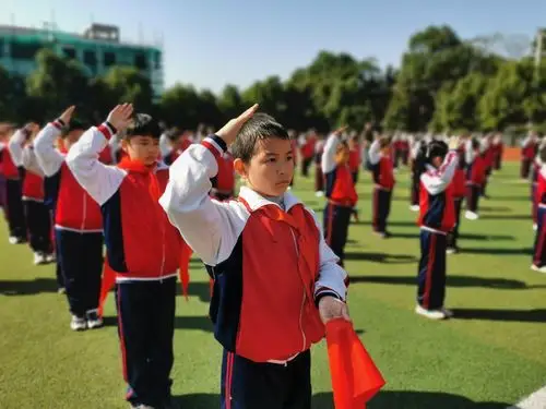 向国旗敬礼争做好队员——湘湖中心小学举行新队员入队仪式