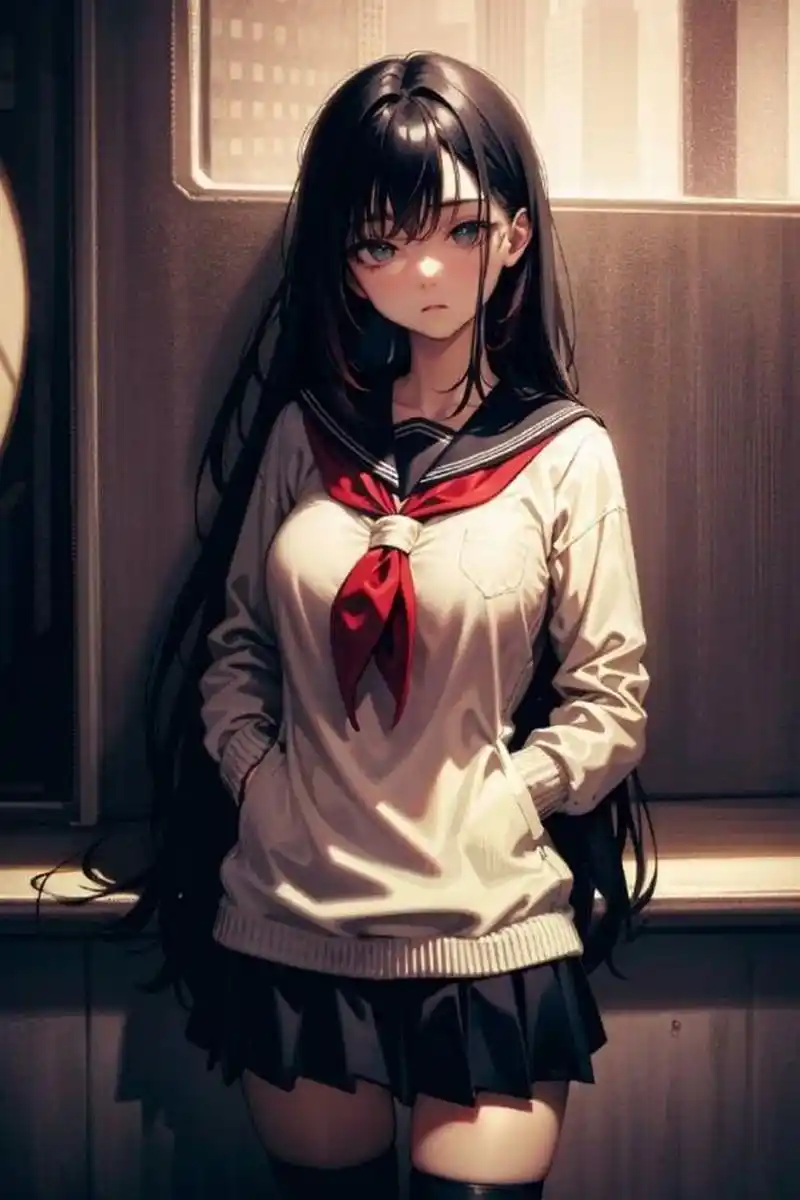 动漫壁纸# 黑长直jk美少女,精美动漫壁纸