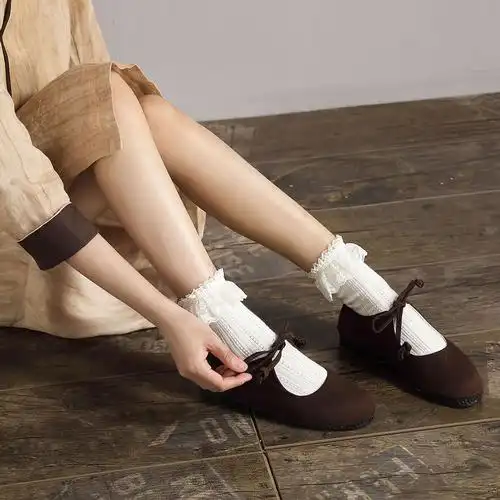 江南伊人新款民国国风亚麻手工玛丽珍绑带单鞋布鞋