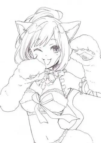 二次元女孩碳素笔简笔画