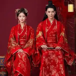 结婚汉服新娘新郎中式婚纱凤冠霞帔男女情侣中国风古风嫁衣秀禾服