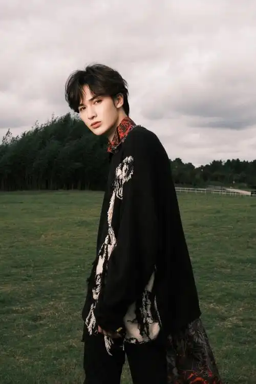 朱正廷秋日氛围感草地写真##朱正廷秋日草地写真