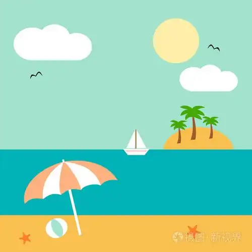 卡通可爱的夏天风景矢量图