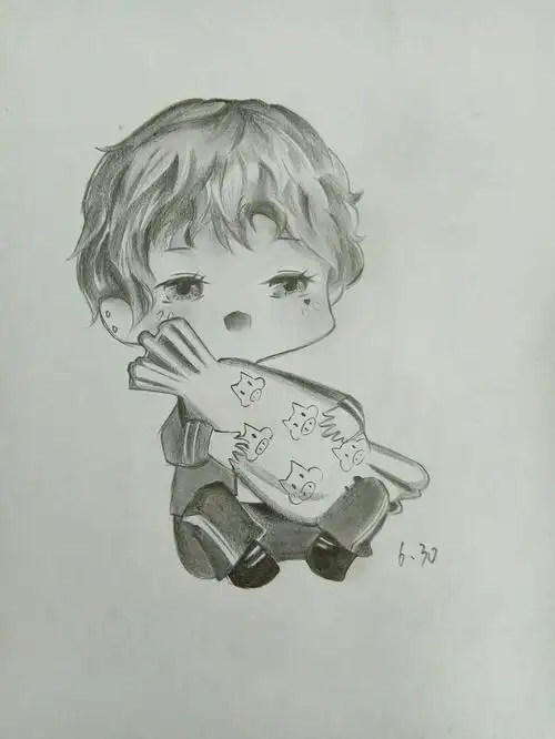 q版人物朱正廷萌图简笔画