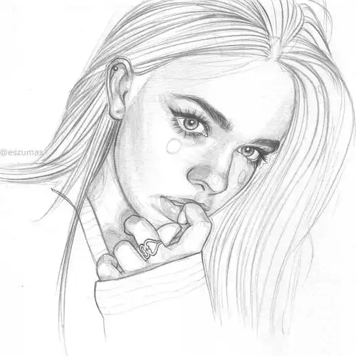 细腻动人的美女铅笔肖像画,如此迷人