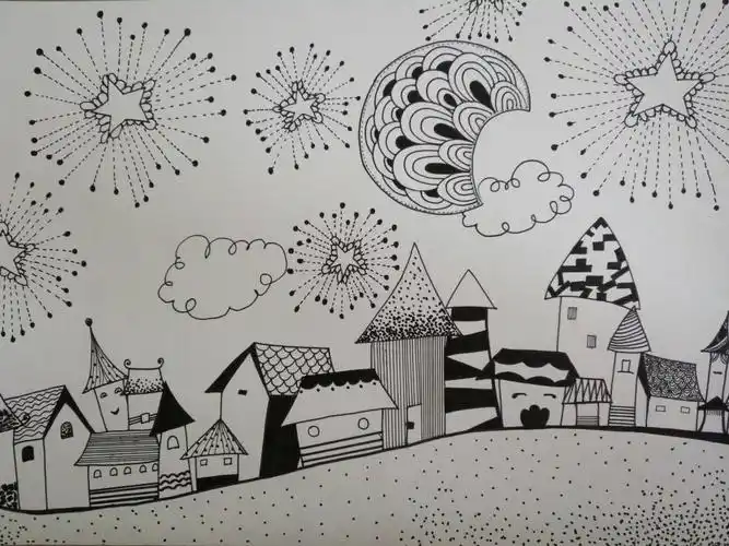 好看的线描画范画家里有爱画画的小朋友收藏看小小画家多练习