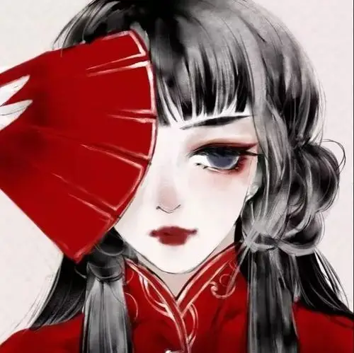 愿做灯红酒绿中张牙舞爪的鬼为所欲为手绘红色系古风女头