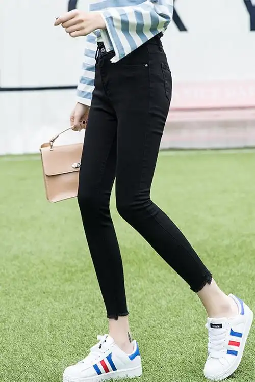 > 紧身牛仔裤女高腰