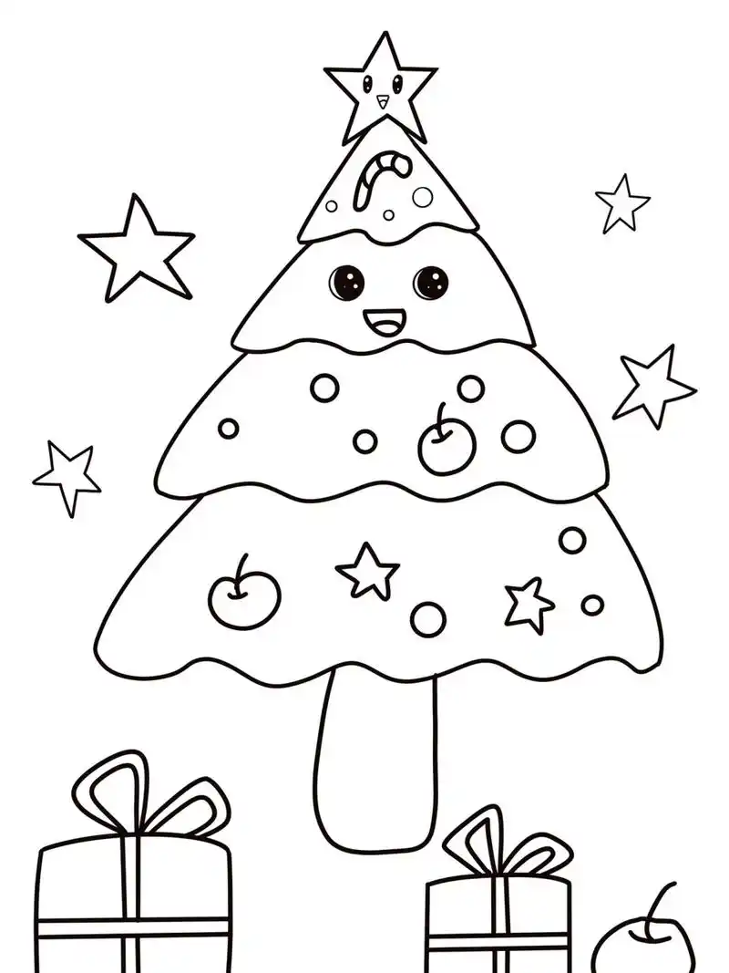 圣诞树 简笔画 儿童创意画 带线稿哦 #儿童简笔画# #创意儿童画