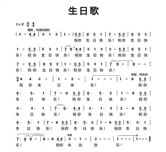 祝你生日快乐歌词简谱