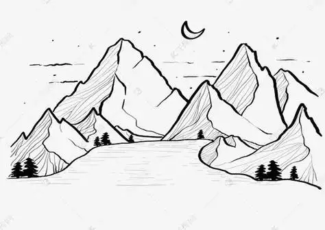 山水线条简笔画素材图片免费下载千库网又简单又好看的山水风景画简笔